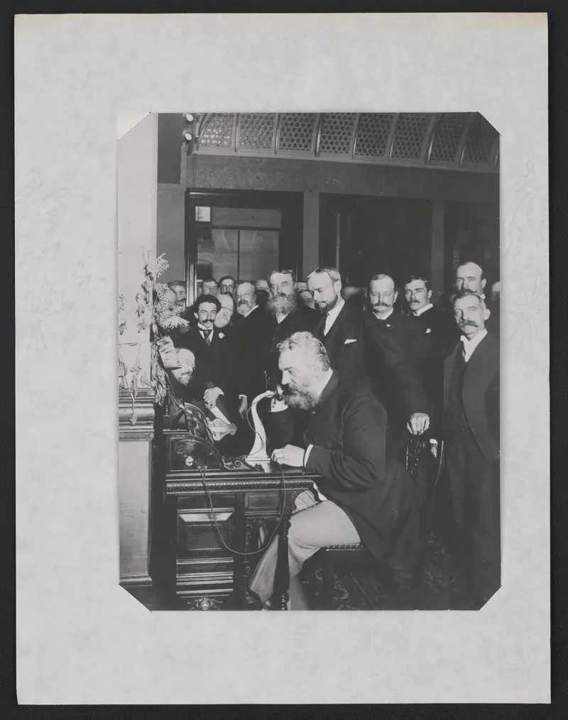 "Hello, Chicago". Alexander Graham Bell places the first call on the new long-distance line from New York to Chicago.