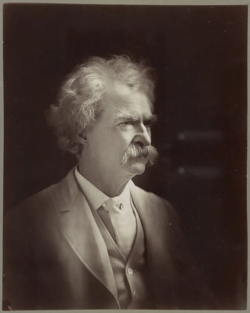 Mark Twain. A. F. Bradley's portrait of America's great humorist, three years before his death.