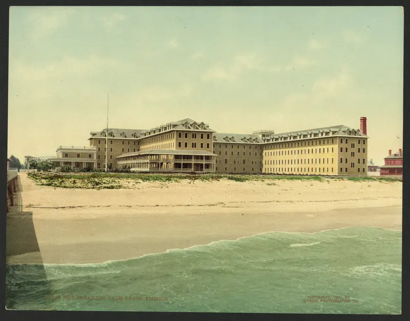 Palm Beach, 1901. Henry Flagler's original seaside hotel in Palm Beach, two years before it burned and was rebuilt.