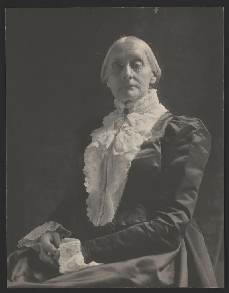 Susan B. Anthony. The suffrage leader who was arrested for voting in 1872; pairs with her speech "On Women's Right to Vote" (1873).