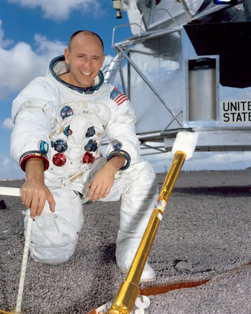 Alan Bean, astronaut. Alan Bean walked on the Moon as lunar module pilot of Apollo 12 in November 1969.