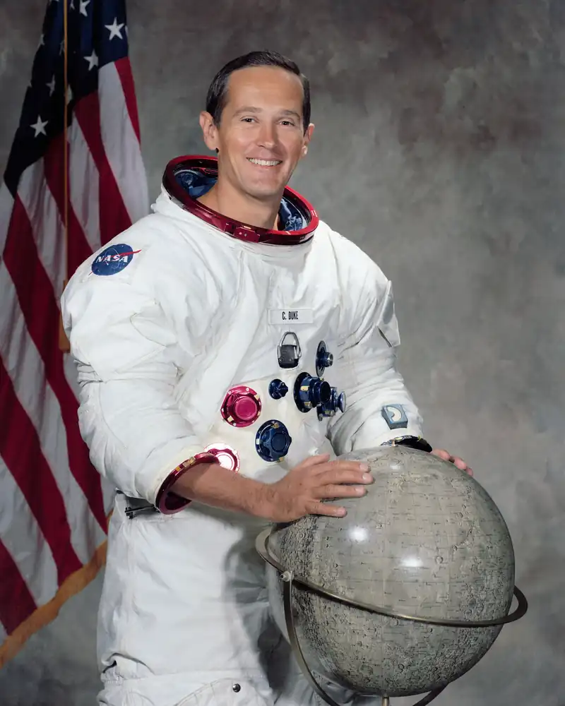Charlie Duke, astronaut. Charles Duke walked on the Moon as lunar module pilot of Apollo 16 in April 1972.
