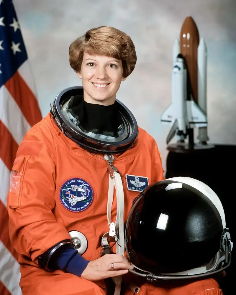 Eileen Collins, astronaut. Eileen Collins became the first woman to pilot a Space Shuttle, on STS-63 in 1995, and the first woman to command one, on STS-93 in 1999.