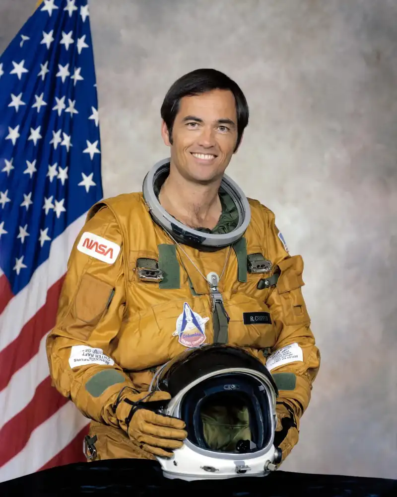 Robert Crippen, astronaut. Robert Crippen piloted Columbia on STS-1, the first Space Shuttle flight, with John Young, on April 12, 1981.