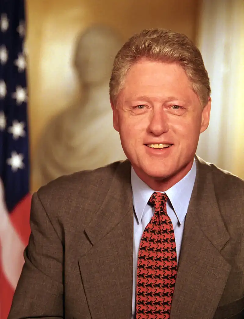 Bill Clinton, president. Inaugurated on January 20, 1993. He served two terms and left office on January 20, 2001.