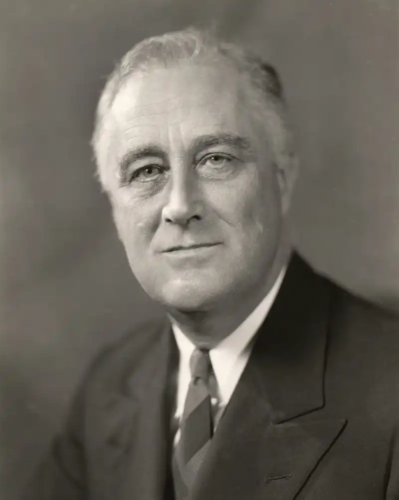 Franklin D. Roosevelt, president. Inaugurated on March 4, 1933. He died in office on April 12, 1945, during his fourth term.