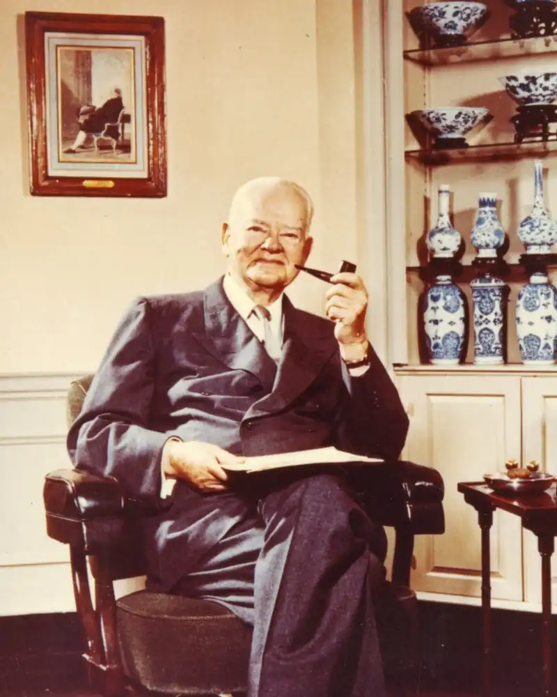 Herbert Hoover, president. Inaugurated on March 4, 1929. He served one term and left office on March 4, 1933.