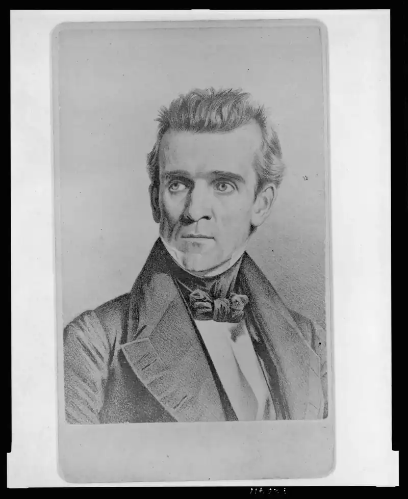James K. Polk, president. Inaugurated on March 4, 1845. He served one term and left office on March 4, 1849.
