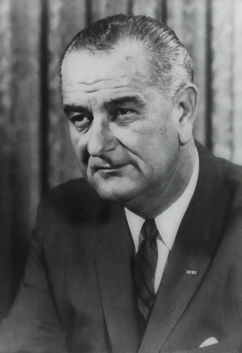 Lyndon B. Johnson, president. Sworn in on November 22, 1963, after the death of John F. Kennedy. He left office on January 20, 1969.