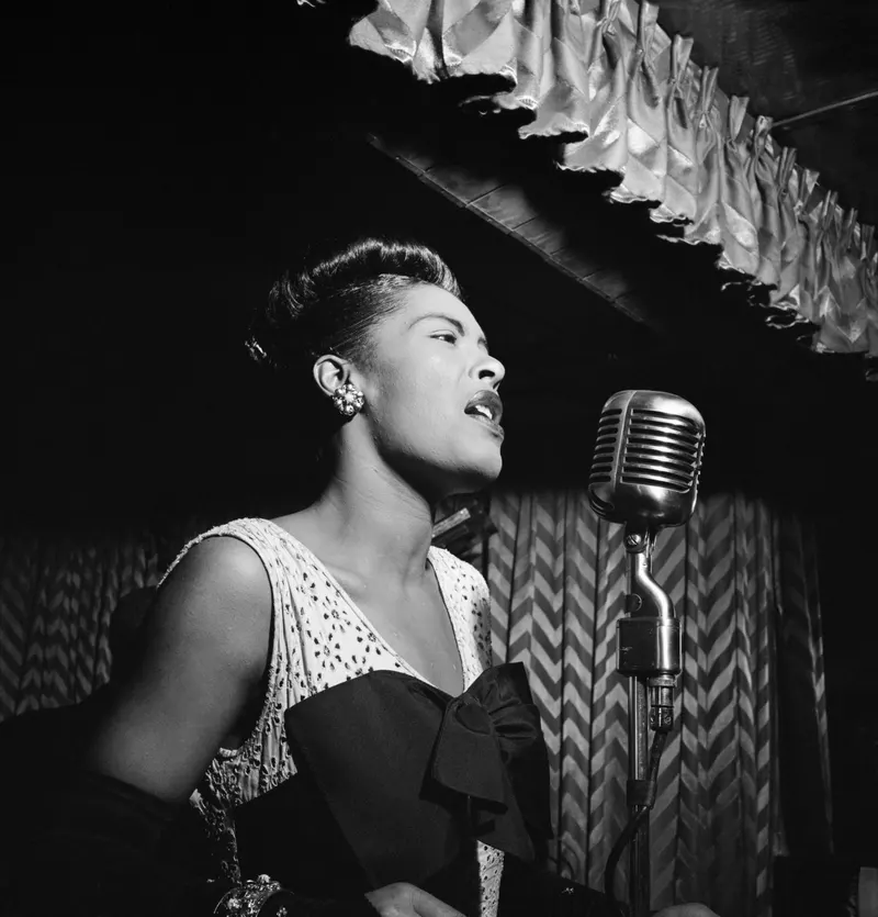 Billie Holiday at the Downbeat, 1947. William Gottlieb shot this weeks before Holiday's 1947 drug arrest.