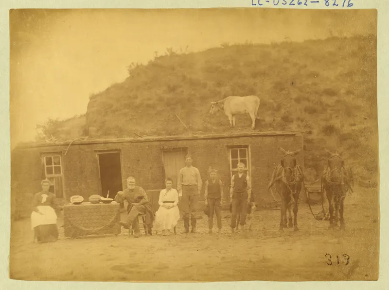 The Rawding Family's Sod House, Nebraska, Solomon Butcher, 1886