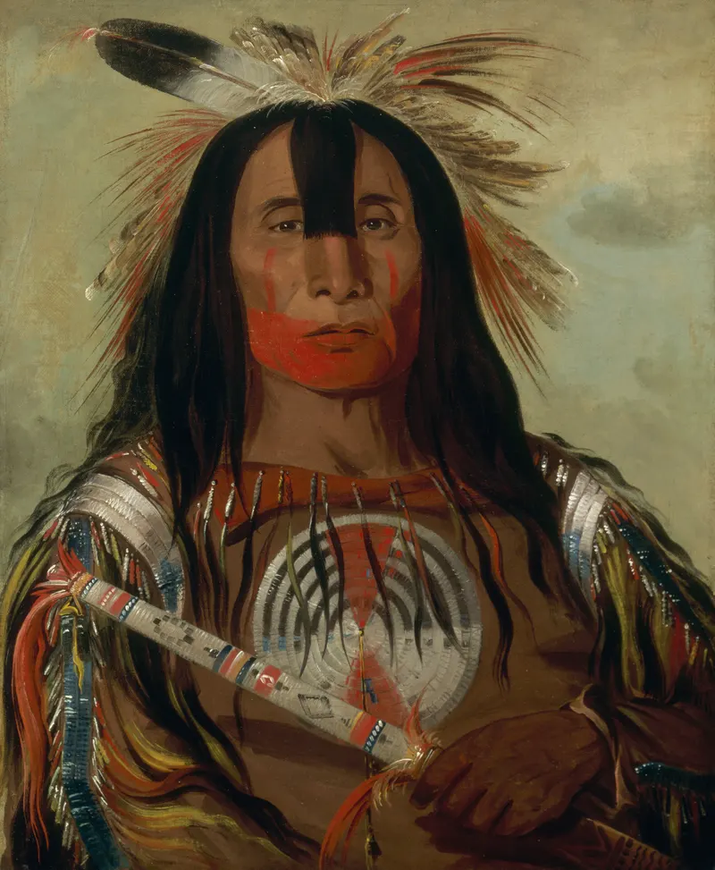 Stu-mick-o-súcks (Buffalo Bull's Back Fat), Head Chief, Blood (Kainai), George Catlin, 1832. Catlin painted this Kainai leader at Fort Union in 1832, and called it one of his finest portraits.