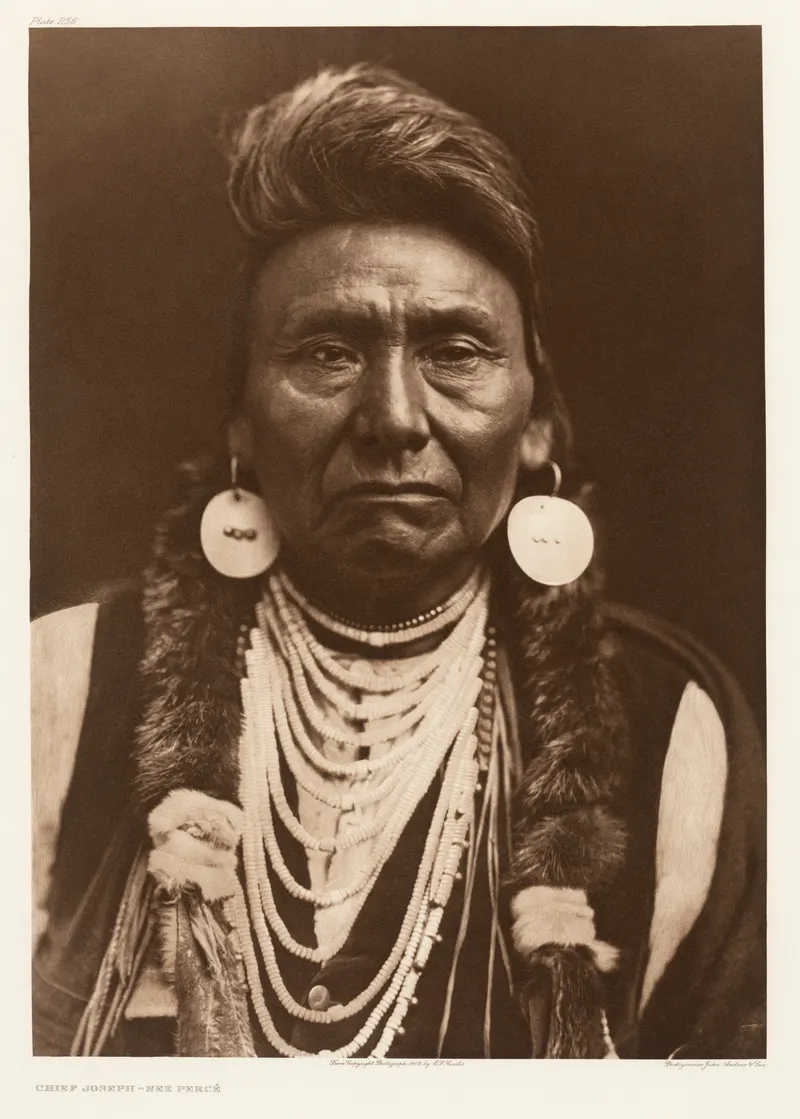 Hin-mah-too-yah-lat-kekt (Chief Joseph), Nez Perce, Edward S. Curtis, 1903. Curtis photographed the Nez Perce leader in Seattle a year before his death.
