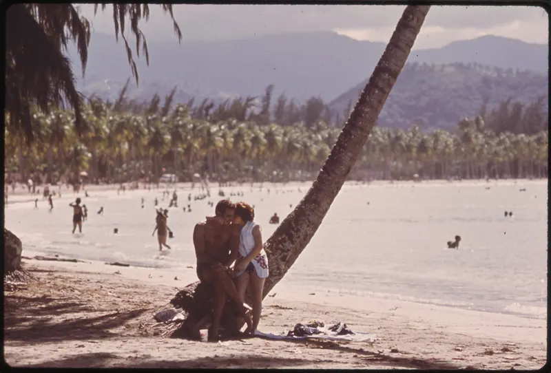 Luquillo Beach, Puerto Rico, 1973 (Documerica). Shot in February 1973 for the EPA's Documerica project, which hired top photographers to record America's environment.