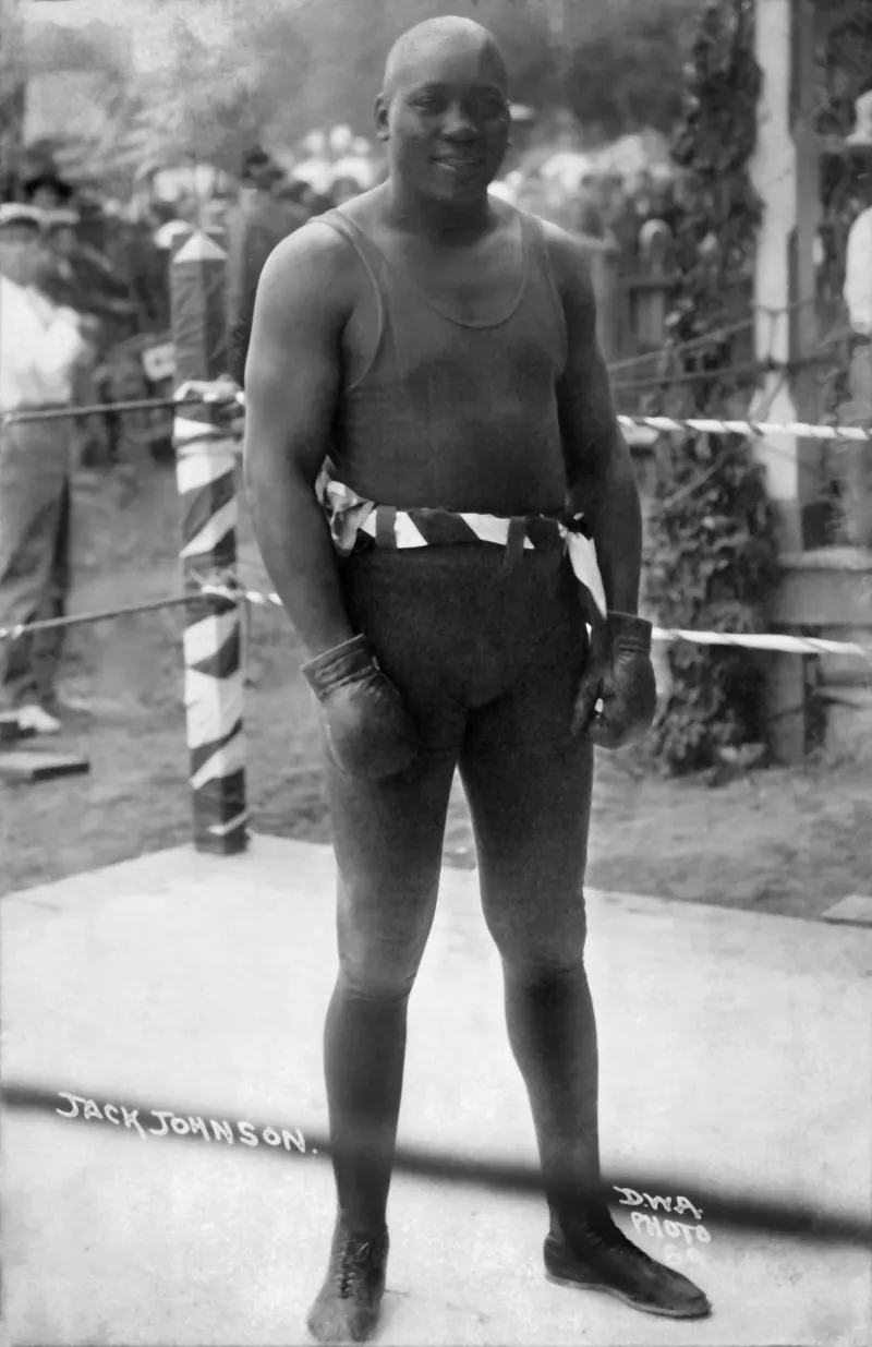 Jack Johnson, Heavyweight Champion. In 1908 Johnson became the first Black world heavyweight champion, setting off a years-long hunt for a 'Great White Hope' to beat him.