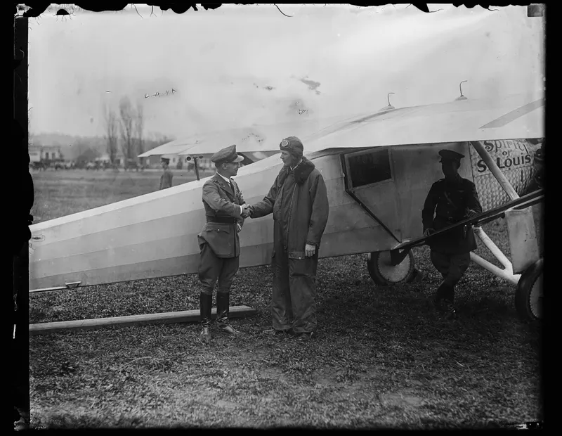 Lindbergh and the Spirit of St. Louis, 1927. The plane had no front window, since an extra fuel tank sat in the way, so Lindbergh used a periscope to see ahead.