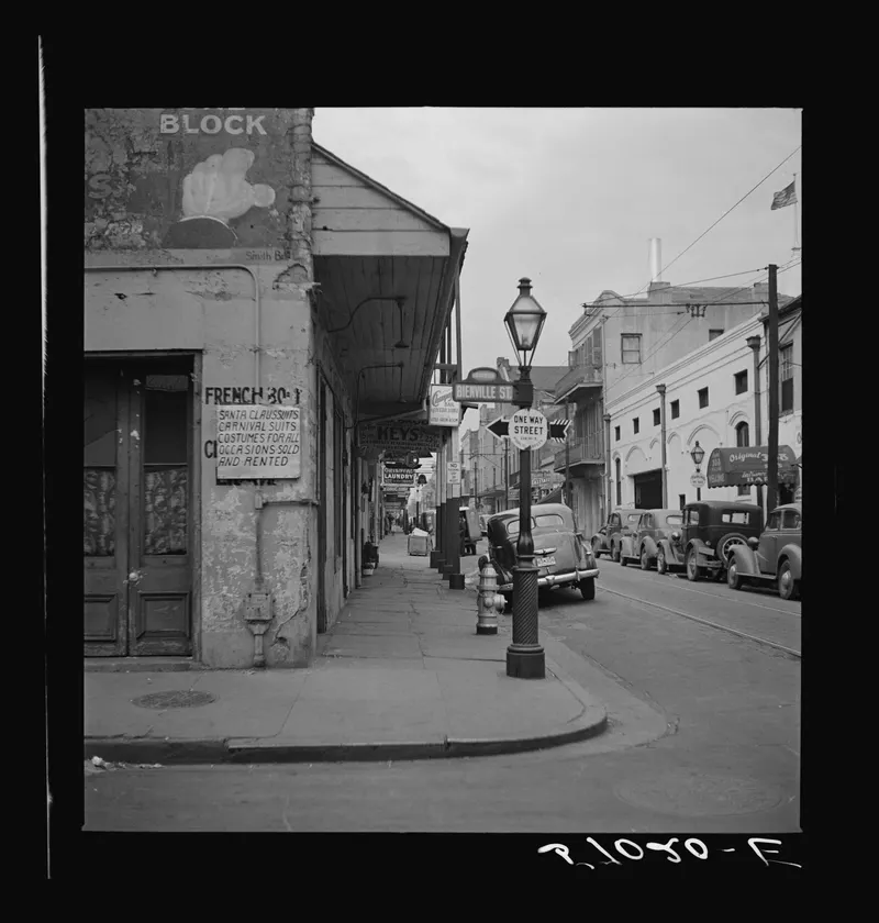 Costumes for Mardi Gras, 1941 (Marion Post Wolcott). Wolcott had a dry eye for hand-painted signs, and this New Orleans costume shop's sign promises more than any costume could deliver.