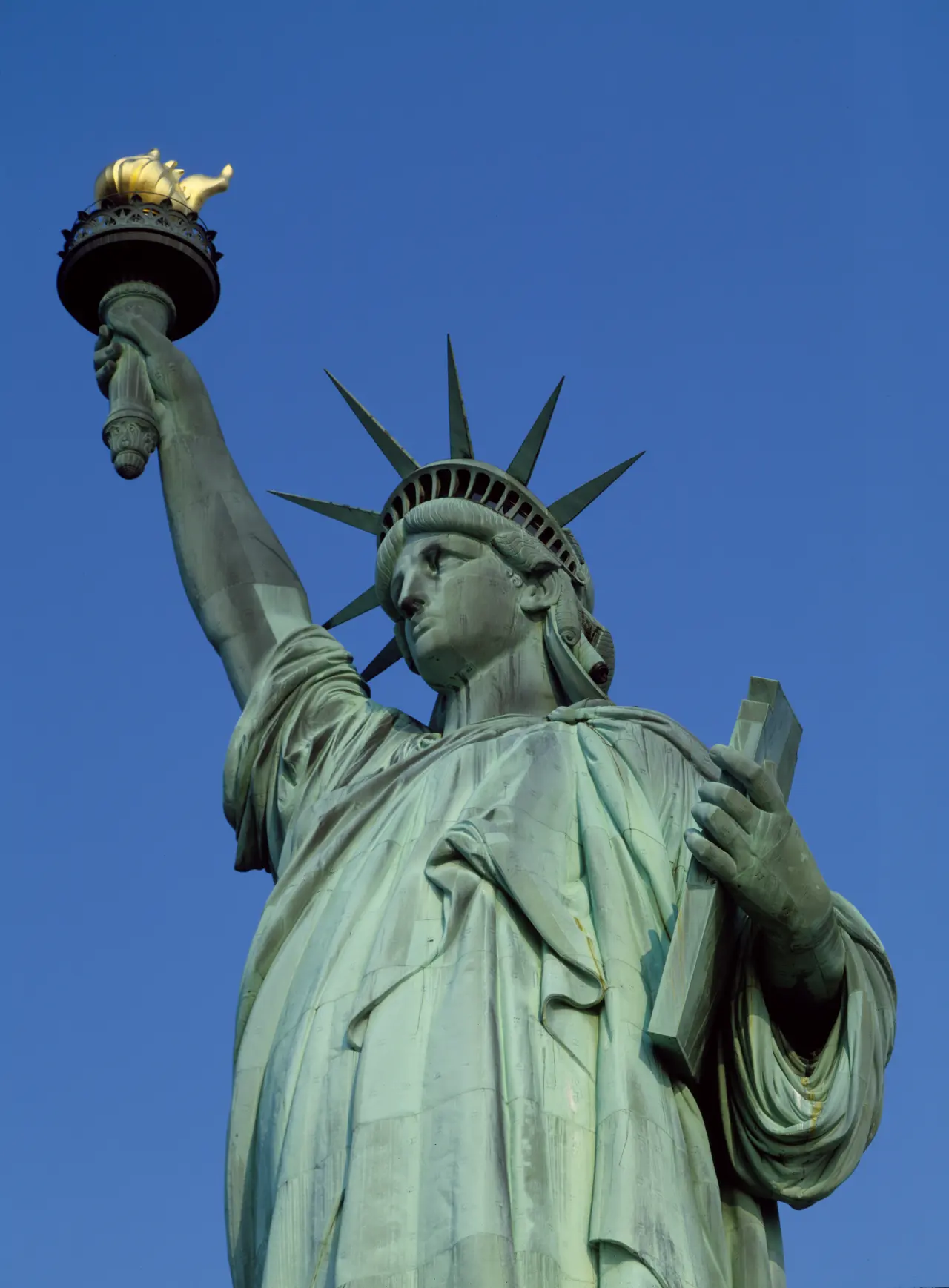 Statue of Liberty, Close. Carol M. Highsmith's close photograph of Bartholdi's Statue of Liberty. The Library dates the transparency between 1980 and 2006.