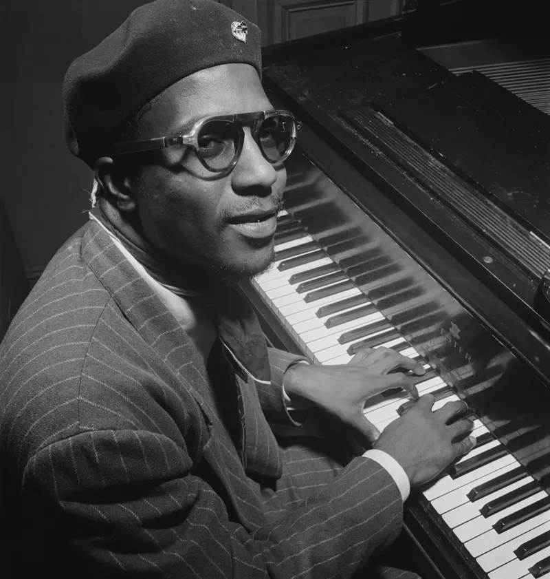 Thelonious Monk at Minton's, 1947. Minton's in Harlem was where bebop was born at late-night jam sessions, with Monk as house pianist.